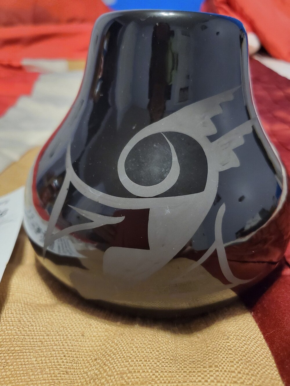 Vintage Cedar Mesa Pottery Black-on-Black Vase - Signed E L Diné Navajo Artist